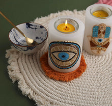 Load image into Gallery viewer, Evil Eye Beaded Candle Holder
