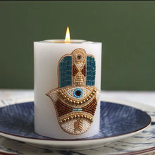 Load image into Gallery viewer, Hamsa Beaded Candle Holder
