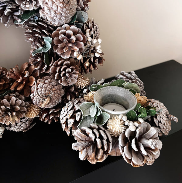 Pine Wreath & Candle Holder