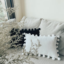 Load image into Gallery viewer, Devon Slub Cotton Pom Pom Lumbar Cushion
