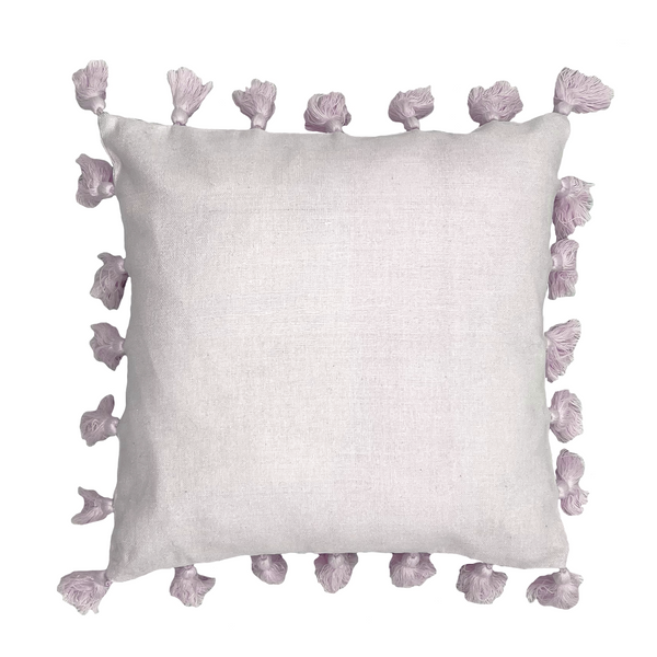 Bethany Soft Pink Tassel Slub Cushion