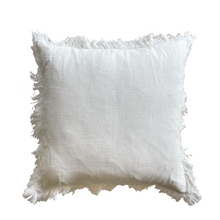 Load image into Gallery viewer, Ashley White Linen Fringe Cushion
