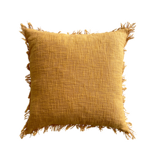 Load image into Gallery viewer, Ashley Mustard Linen Fringe Cushion
